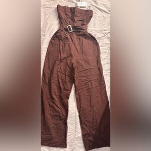 Woman Brown linen jumpsuit